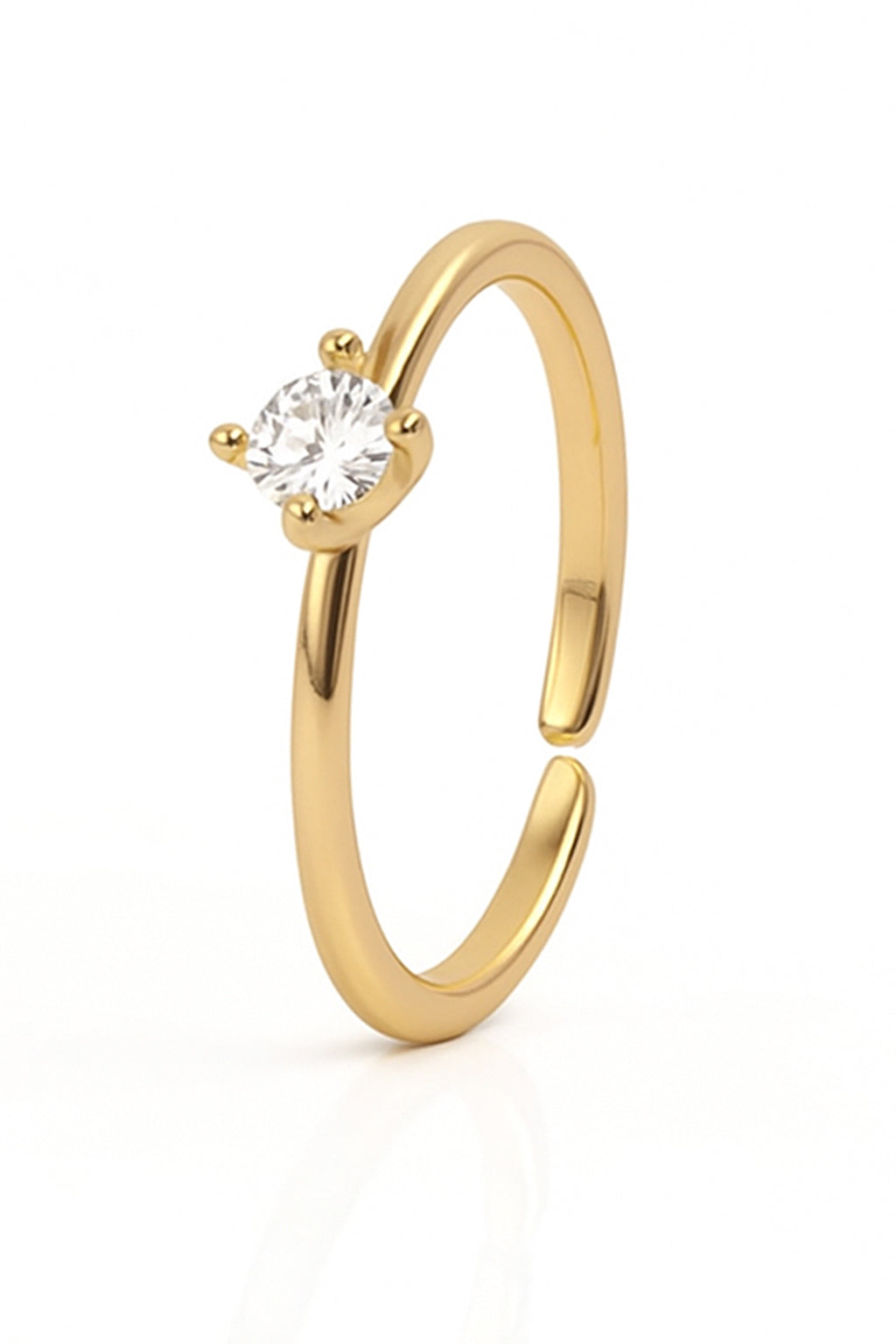 Jewello simple gold plated and studded shimmering white stone Adjustable finger ring for women and girls.