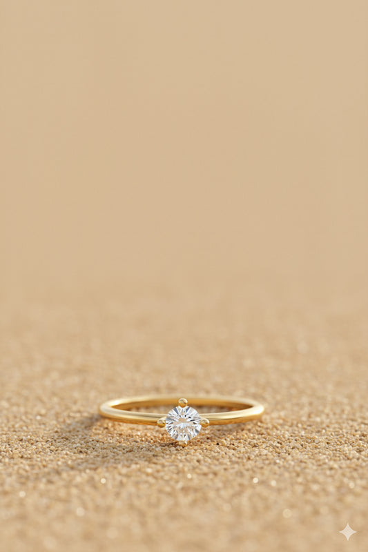 Jewello simple gold plated and studded shimmering white stone Adjustable finger ring for women and girls.