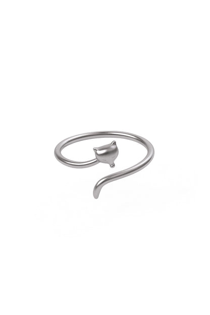Jewello glossy oxidizes silver Adjustable finger ring for women and girls