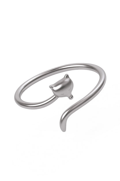 Jewello glossy oxidizes silver Adjustable finger ring for women and girls