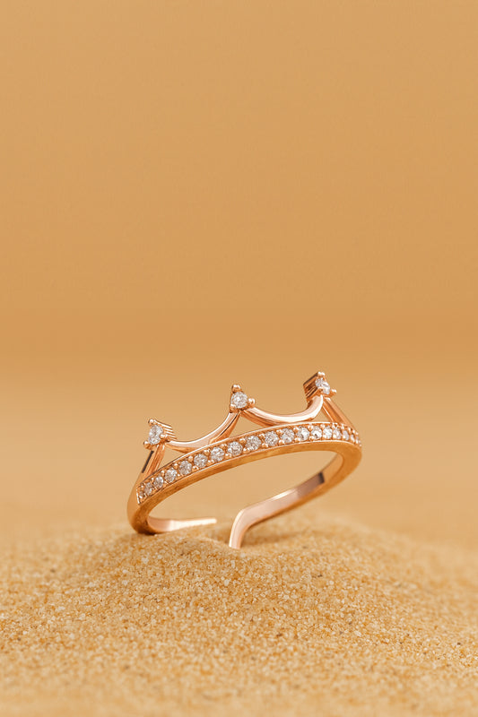 Jewello  elegant rose gold-plated amazing design and studded American diamond Adjustable finger ring for women and girls.