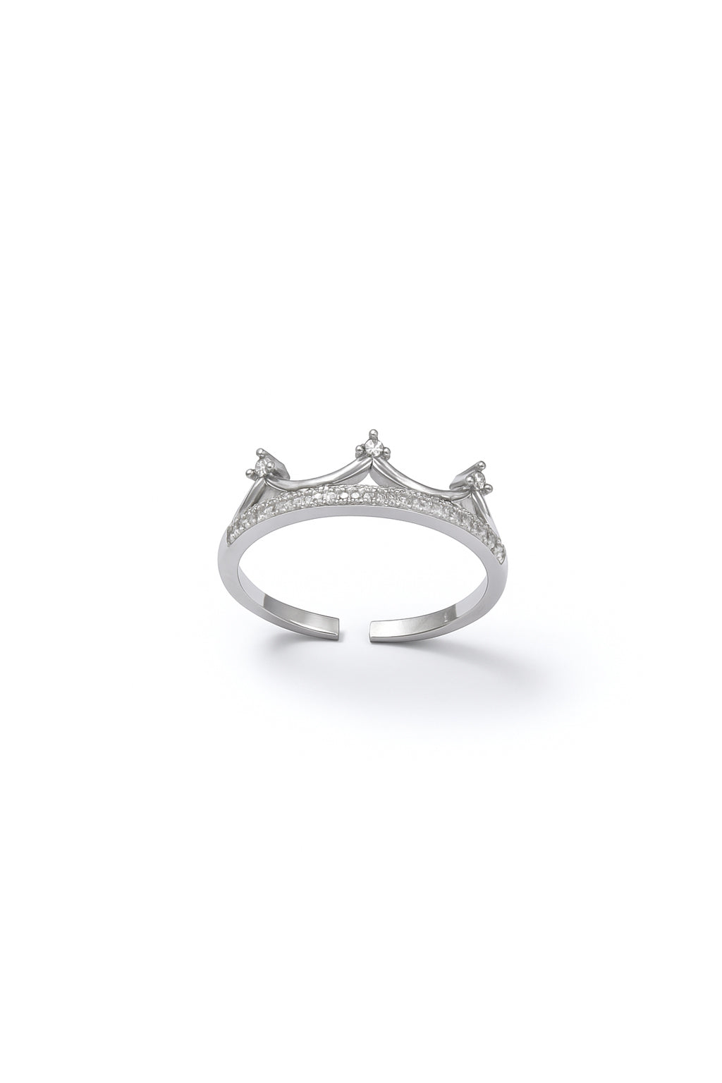 Jewello  gracefully silver plated and studded shimmering American diamond Adjustable finger ring for women and girls.