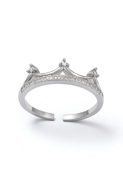 Jewello  gracefully silver plated and studded shimmering American diamond Adjustable finger ring for women and girls.