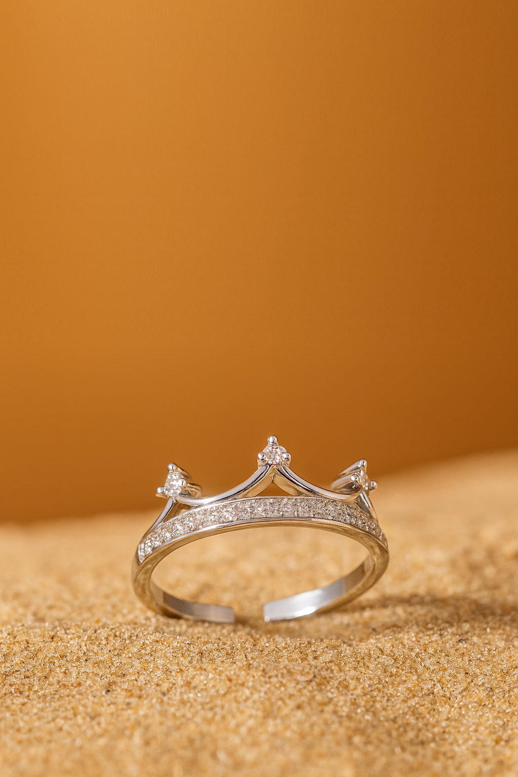 Jewello  gracefully silver plated and studded shimmering American diamond Adjustable finger ring for women and girls.