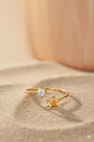 Jewello stylish golden finish floral design and studded American diamond Adjustable finger ring for women and girls.