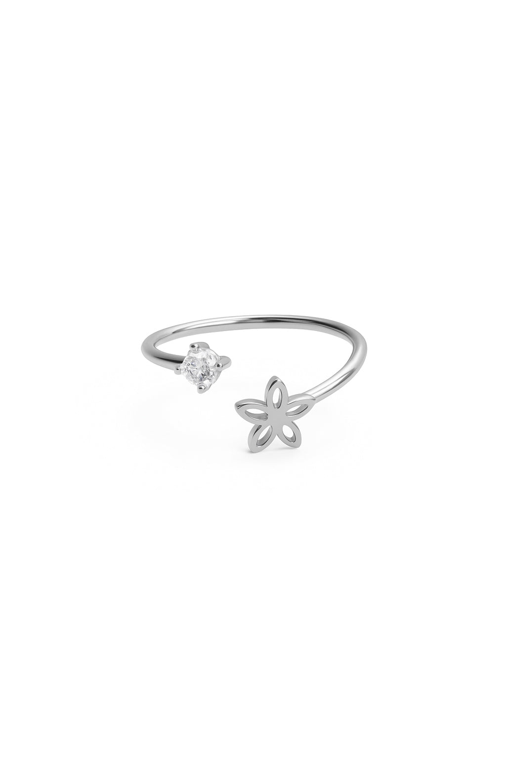 Jewello silver platted illuminating floral design Adjustable finger ring for women and girls.