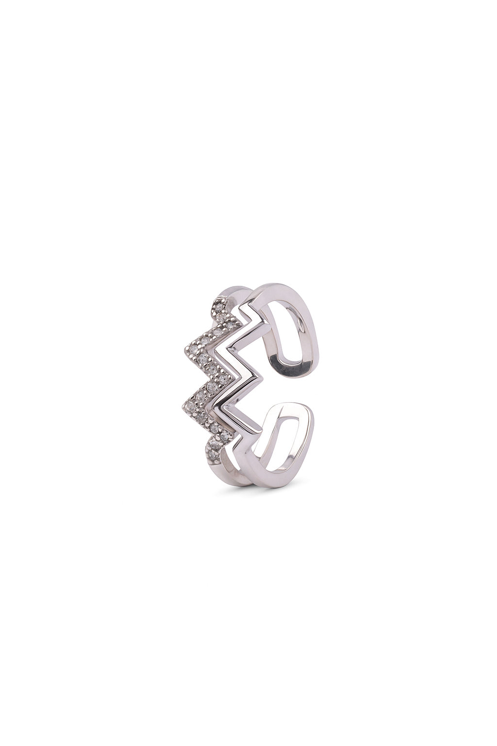 Jewello antique trendy silver plated and studded American diamond Adjustable finger ring for women and girls.