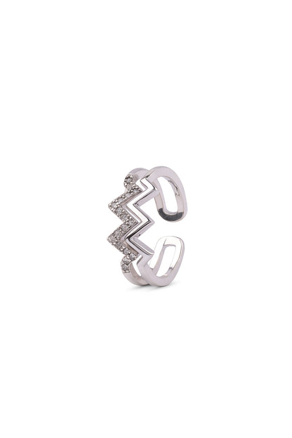 Jewello antique trendy silver plated and studded American diamond Adjustable finger ring for women and girls.