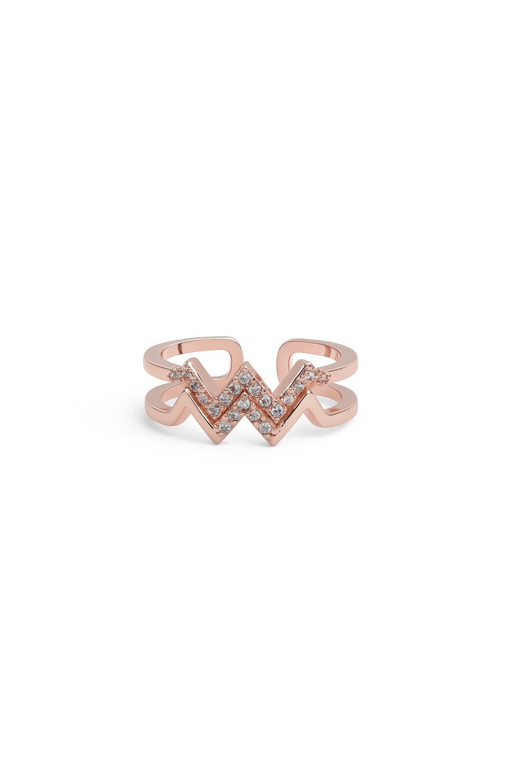 Jewello charming rose gold plated and studded American diamond Adjustable finger ring for women and girls.