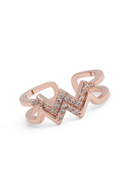 Jewello charming rose gold plated and studded American diamond Adjustable finger ring for women and girls.