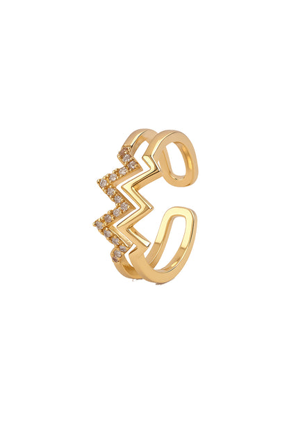 Jewello Adorable gold plated and studded shimmiring American diamond Adjustable finger ring for women and girls.