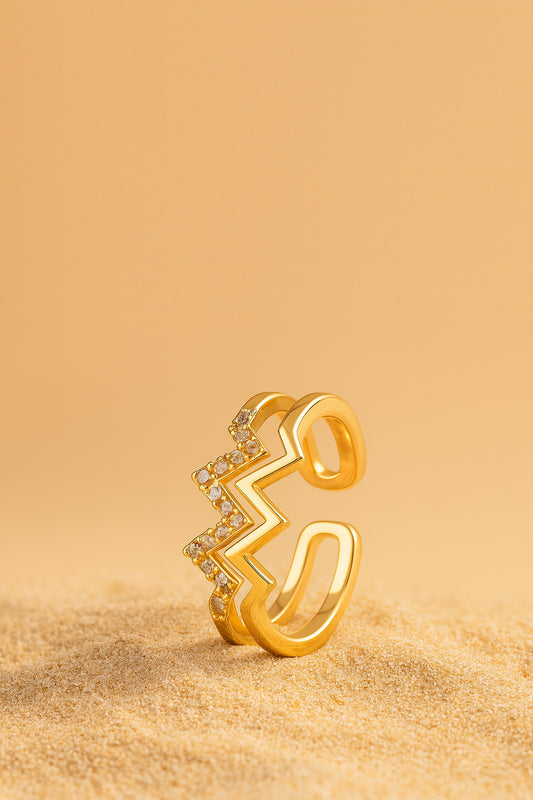 Jewello Adorable gold plated and studded shimmiring American diamond Adjustable finger ring for women and girls.