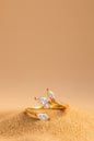 Jewello beautifully gold pated floral design and studded shimmiring American diamond Adjustable finger ring for women and girls.