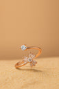 Jewello delightful rose gold-plated floral design studded shimmering white stone Adjustable finger ring for women and girls.