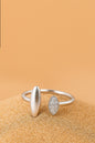 Jewello fancy and trendy silver plated and studded oval shape shimmering American diamond Adjustable finger ring for women and girls.