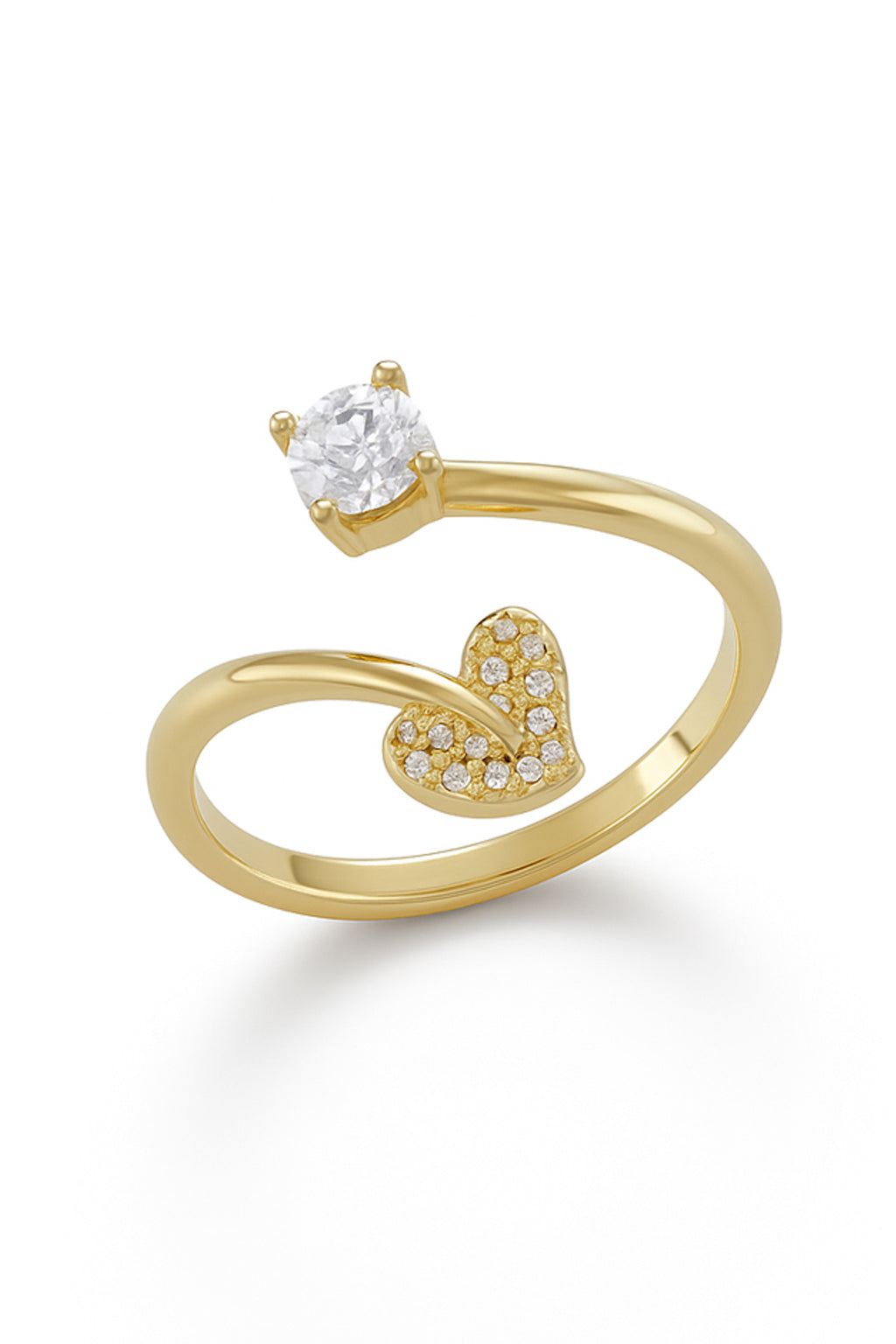 Jewello Adorable gold platted heart shape design and studded American diamond Adjustable finger ring for women and girls.