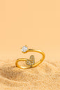 Jewello Adorable gold platted heart shape design and studded American diamond Adjustable finger ring for women and girls.