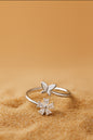 Jewello stunning silver-plated floral design and studded shimmering white diamond Adjustable finger ring for women and girls.