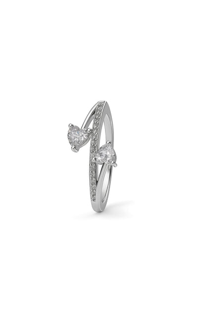 Jewello latest fancy silver plated and studded shimmering white stone with an American diamond Adjustable finger ring for women and girls.