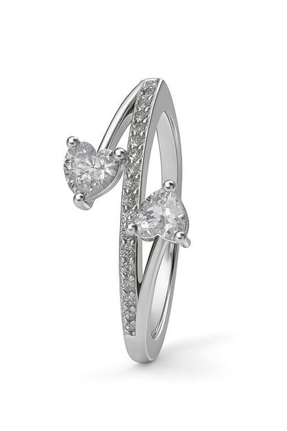 Jewello latest fancy silver plated and studded shimmering white stone with an American diamond Adjustable finger ring for women and girls.