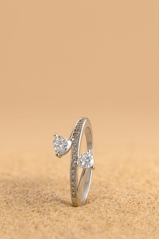 Jewello latest fancy silver plated and studded shimmering white stone with an American diamond Adjustable finger ring for women and girls.