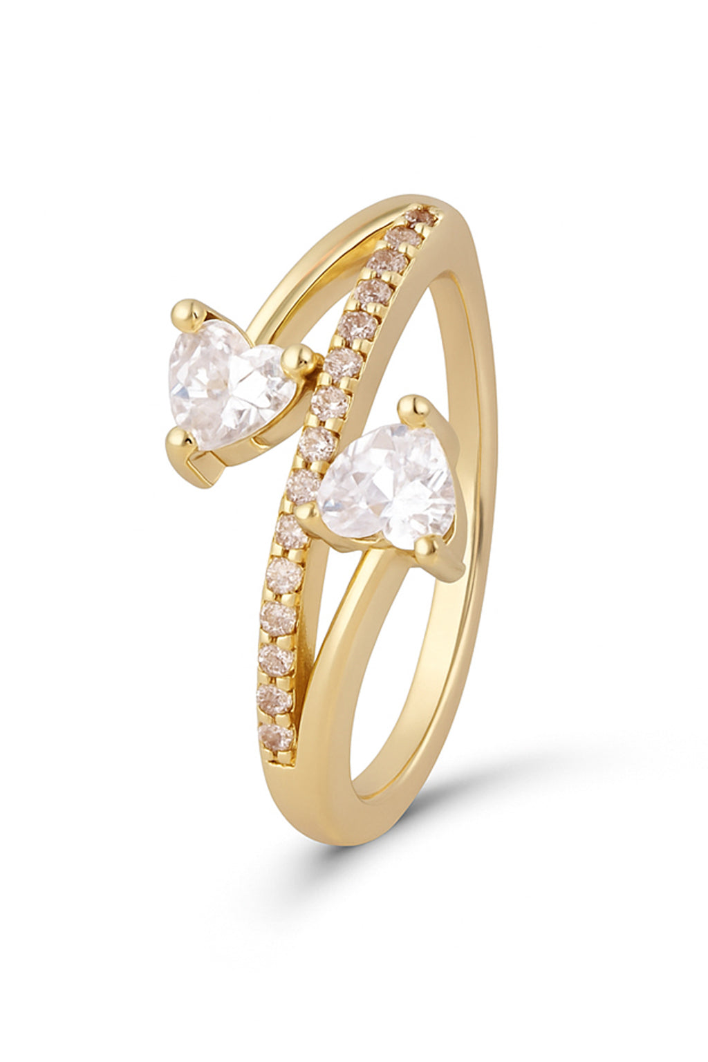 Jewello Adorable gold plated and studded shimmering white stone with an American diamond Adjustable finger ring for women and girls.