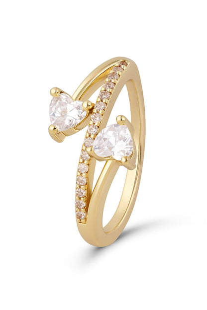Jewello Adorable gold plated and studded shimmering white stone with an American diamond Adjustable finger ring for women and girls.
