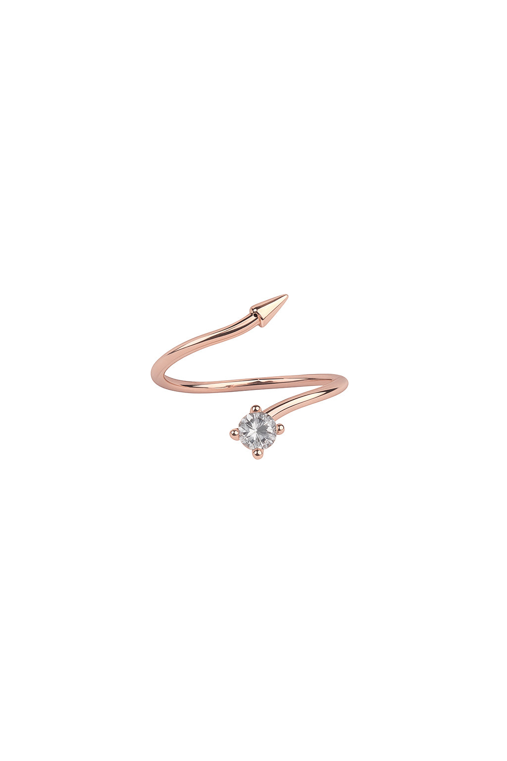 Jewello ornamental rose gold plated and studded shimmering white stone Adjustable finger ring for women and girls.