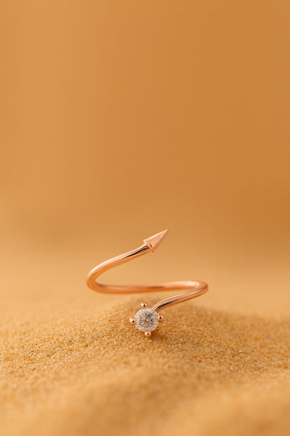 Jewello ornamental rose gold plated and studded shimmering white stone Adjustable finger ring for women and girls.