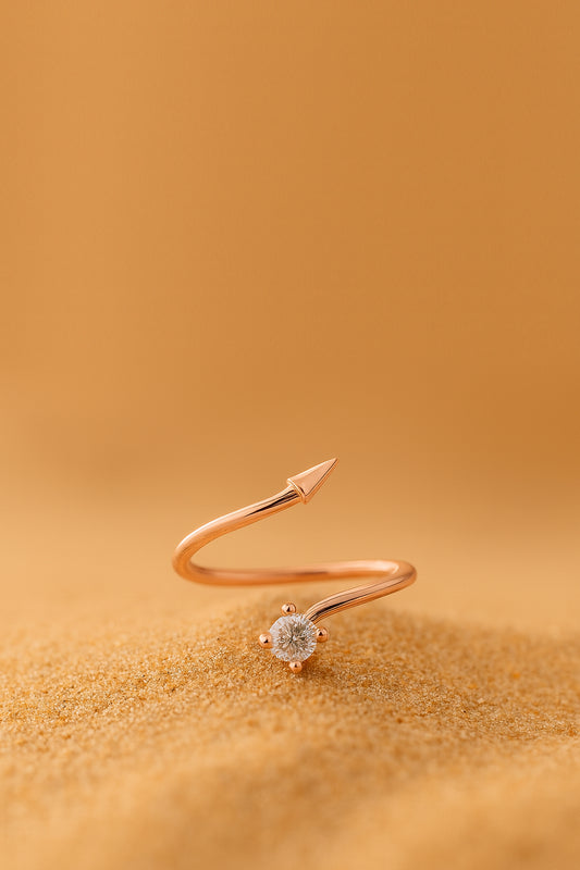 Jewello ornamental rose gold plated and studded shimmering white stone Adjustable finger ring for women and girls.