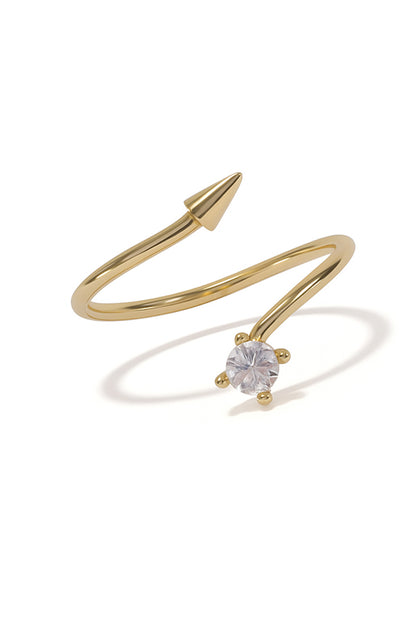 Jewello stylish and trendy gold platted and studded shimmering white stone Adjustable finger ring for women and girls.