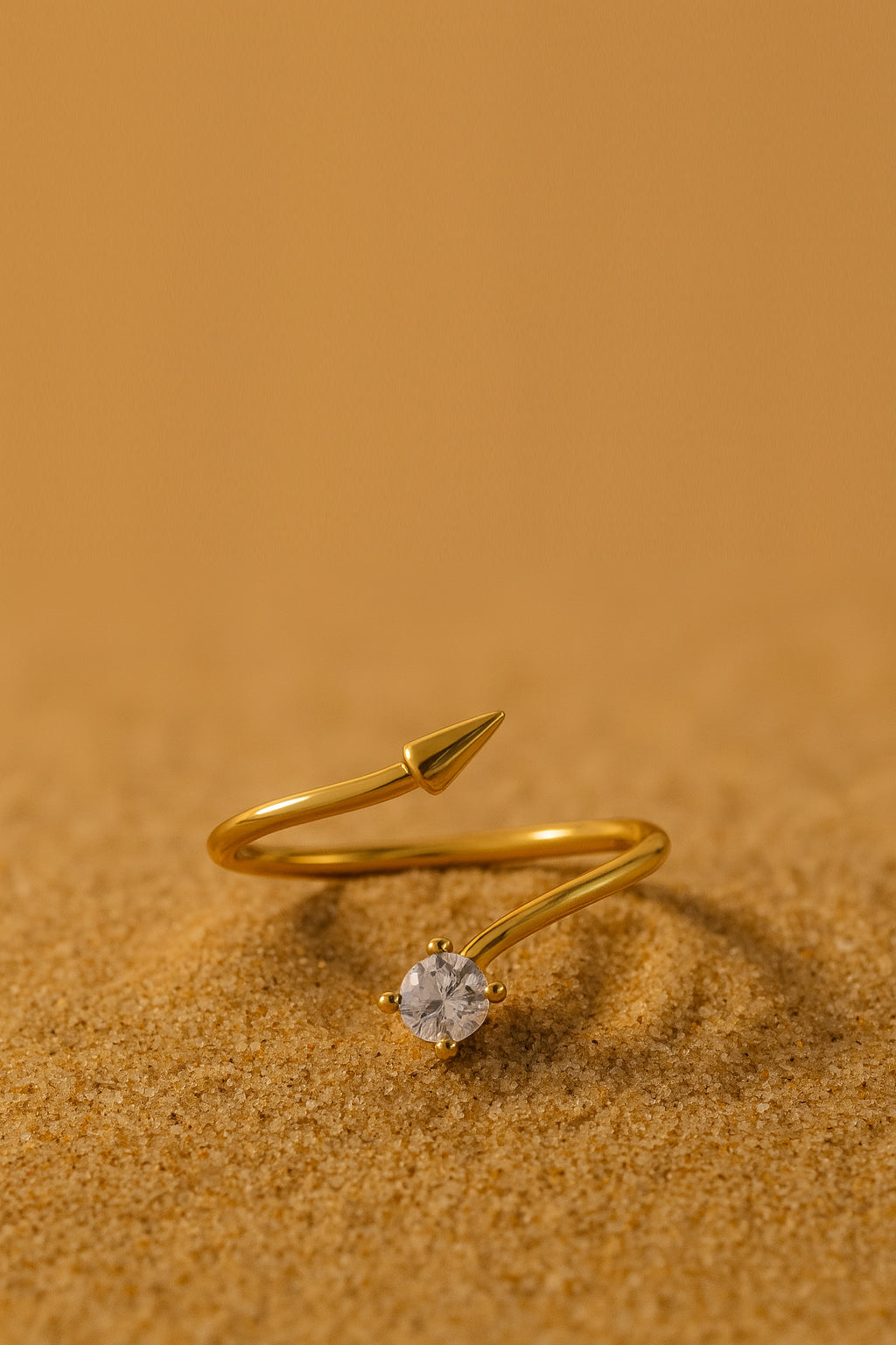 Jewello stylish and trendy gold platted and studded shimmering white stone Adjustable finger ring for women and girls.