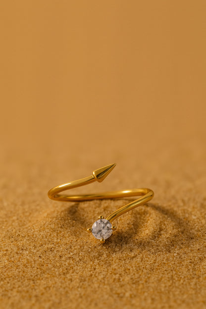 Jewello stylish and trendy gold platted and studded shimmering white stone Adjustable finger ring for women and girls.