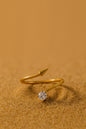 Jewello stylish and trendy gold platted and studded shimmering white stone Adjustable finger ring for women and girls.
