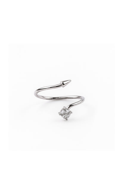 Jewello fascinating silver plated and studded shimmering white stone Adjustable finger ring for women and girls.