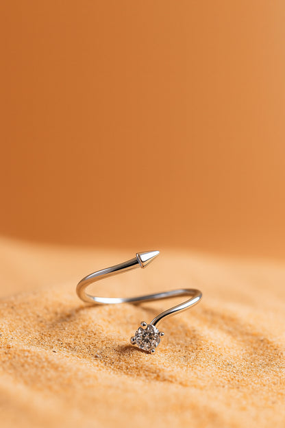 Jewello fascinating silver plated and studded shimmering white stone Adjustable finger ring for women and girls.