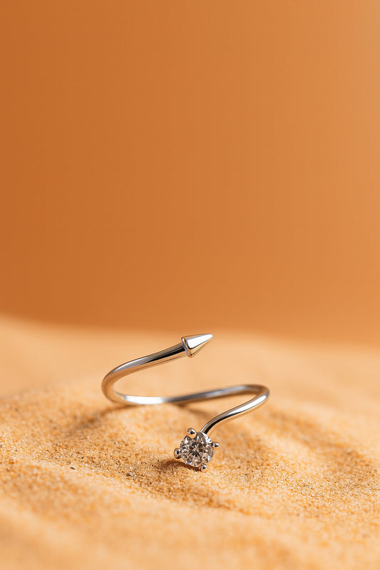 Jewello fascinating silver plated and studded shimmering white stone Adjustable finger ring for women and girls.