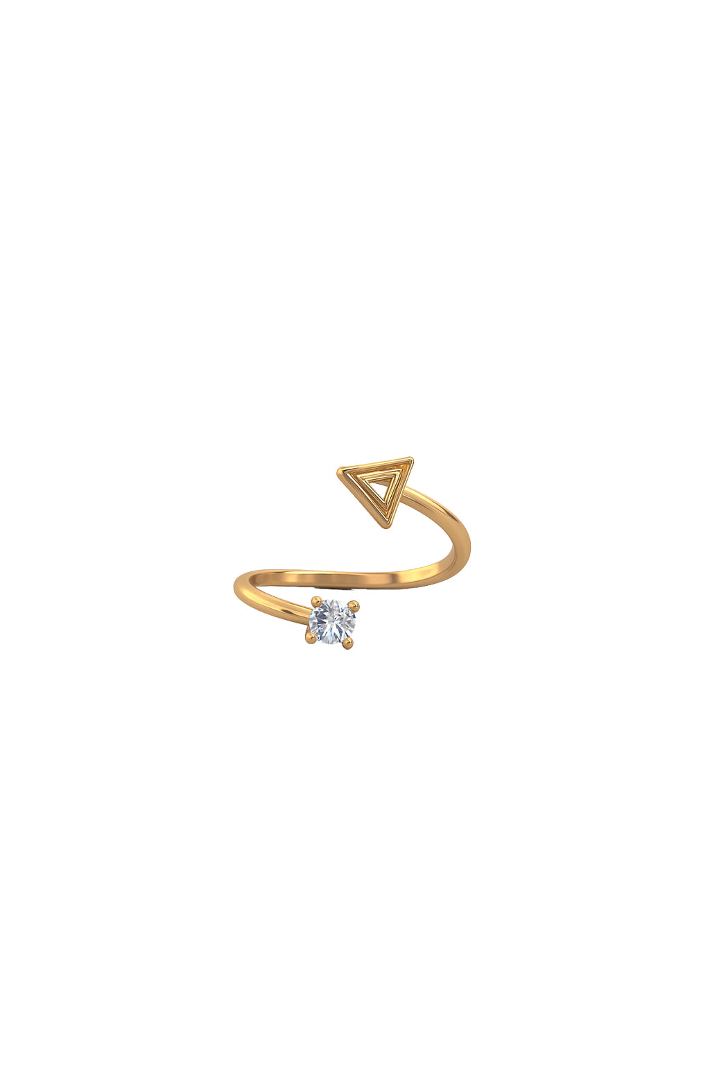 Jewello gorgeous gold-plated Tringale design and studded shimmering white American diamond Adjustable finger ring for women and girls.