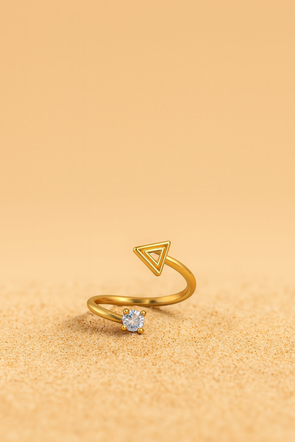 Jewello gorgeous gold-plated Tringale design and studded shimmering white American diamond Adjustable finger ring for women and girls.