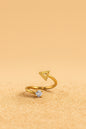 Jewello gorgeous gold-plated Tringale design and studded shimmering white American diamond Adjustable finger ring for women and girls.