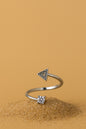 Jewello glossy silver-plated Tringale design and studded shimmering white American diamond Adjustable finger ring for women and girls.