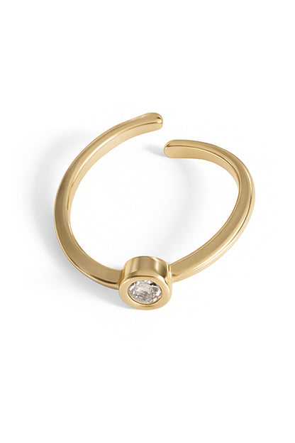 Jewello simple and stylish gold plated and striking white American diamond Adjustable finger ring for women and girls.