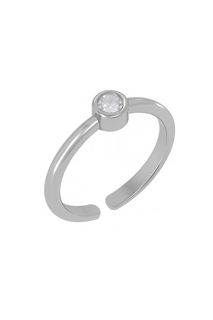 Jewello charming silver plated and studded shimmering American diamond Adjustable finger ring for women and girls.