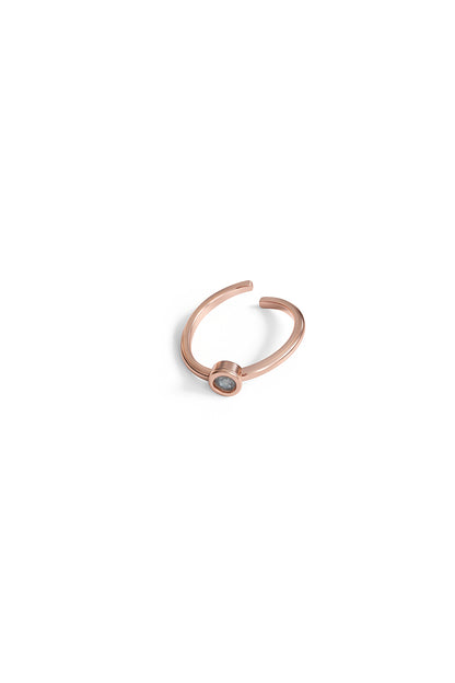 Jewello elegant rose gold plated and studded shimmering American diamond Adjustable finger ring for women and girls.
