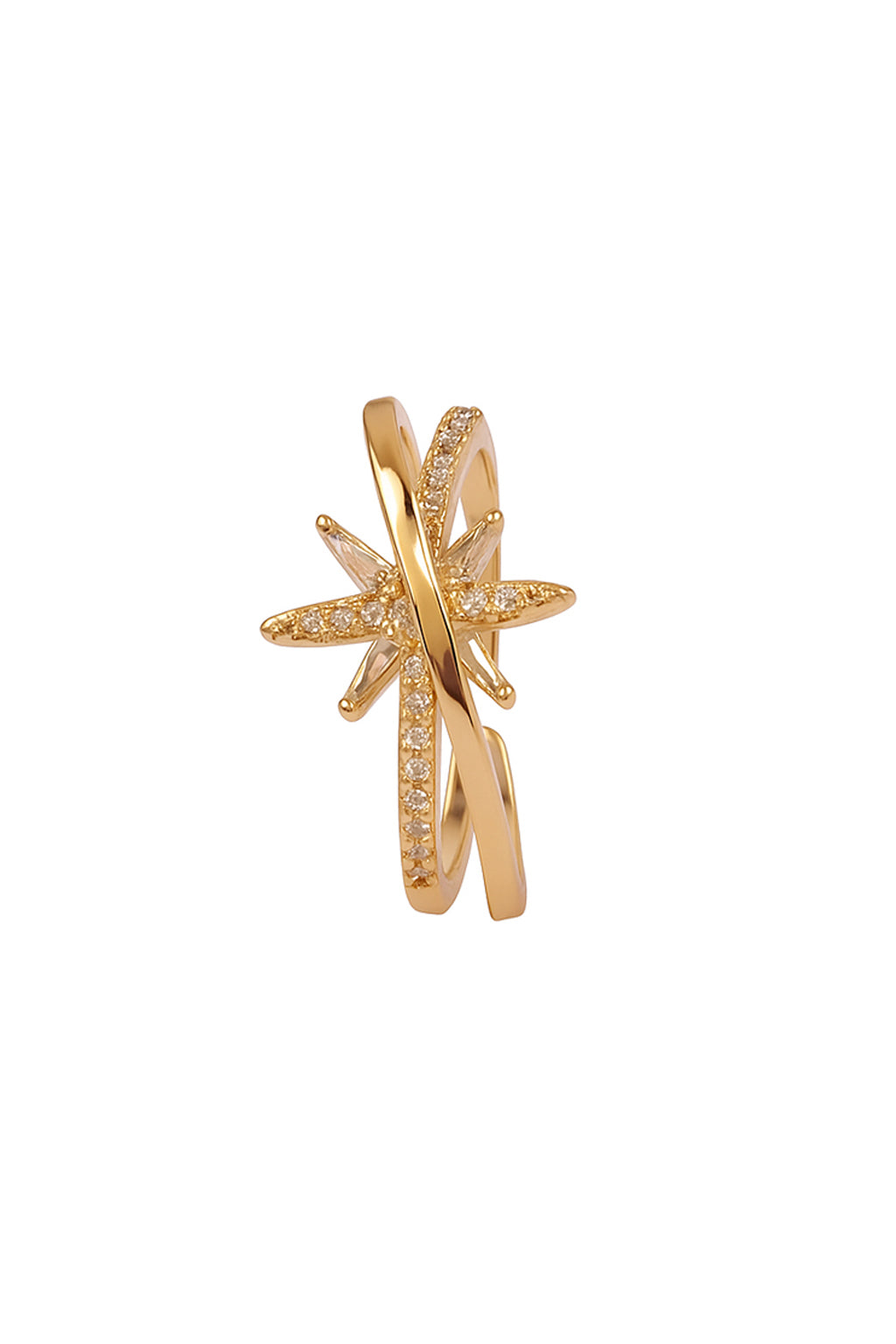 Jewello beautifully gold plated and floral design and studded American diamond Adjustable finger ring for women and girls.