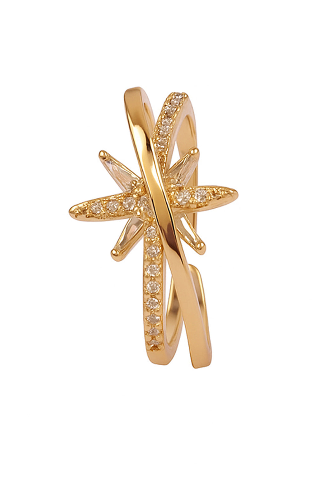 Jewello beautifully gold plated and floral design and studded American diamond Adjustable finger ring for women and girls.