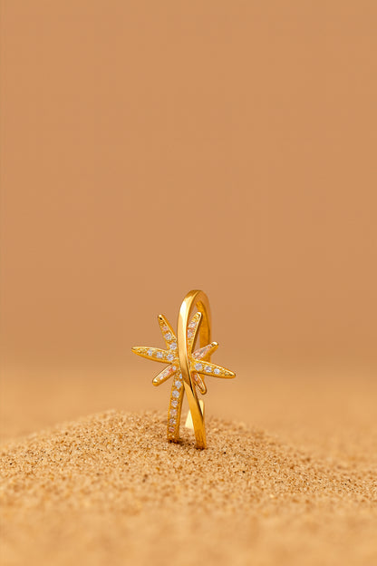 Jewello beautifully gold plated and floral design and studded American diamond Adjustable finger ring for women and girls.