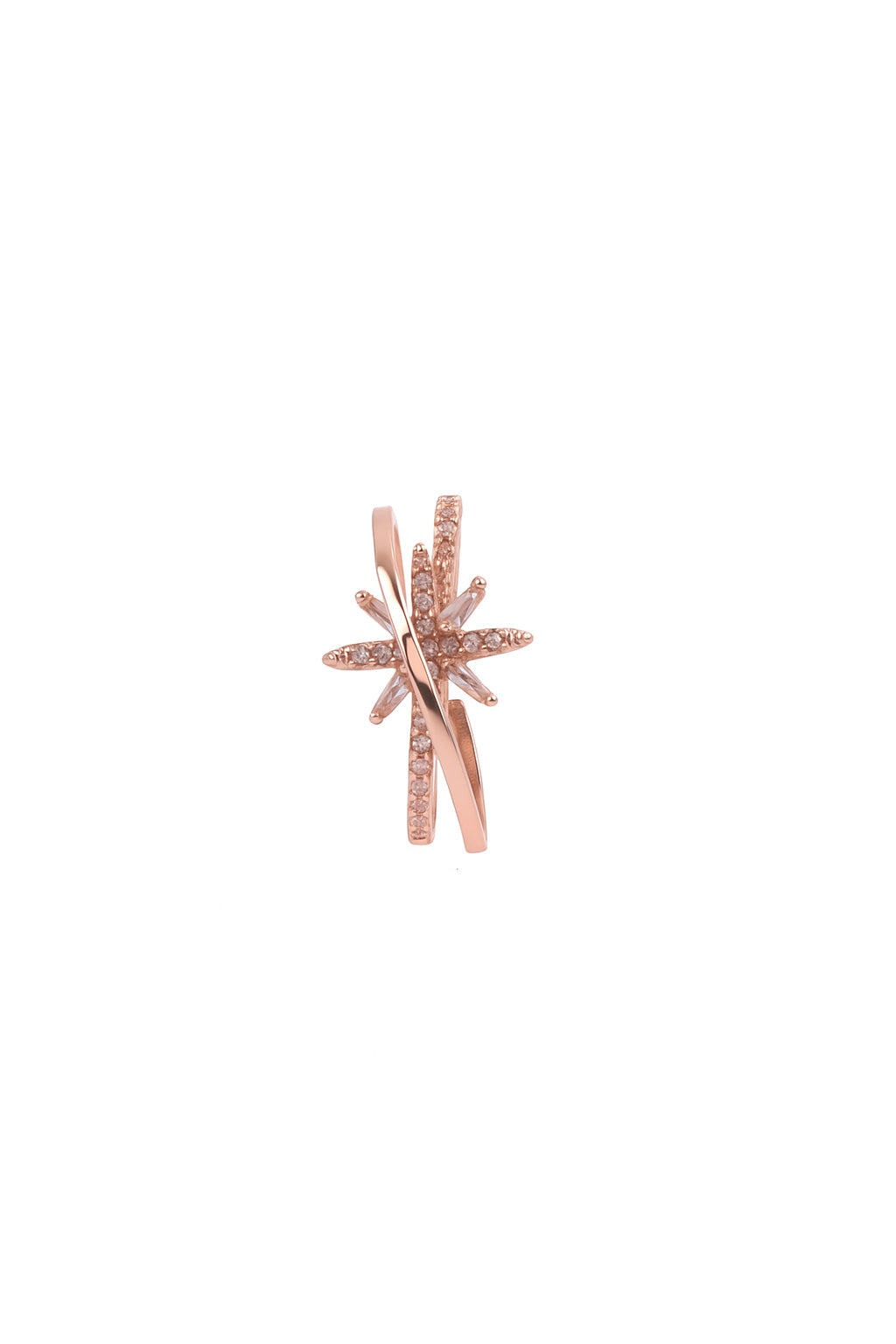 Jewello Adorable rose gold-plated floral design and studded American diamond Adjustable finger ring for women and girls.