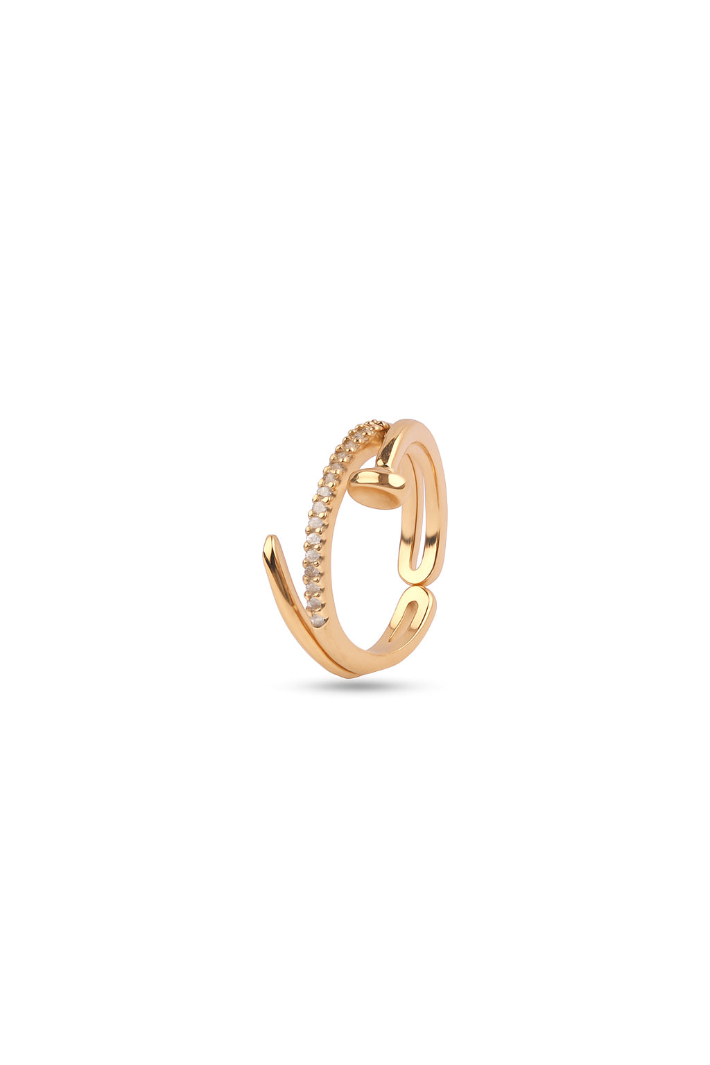 Jewello gorgeous and antique design gold plated and studded American diamond Adjustable finger ring for women and girls.