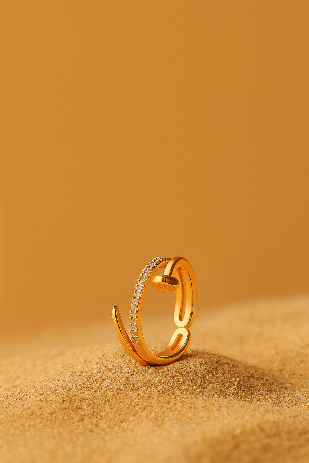 Jewello gorgeous and antique design gold plated and studded American diamond Adjustable finger ring for women and girls.